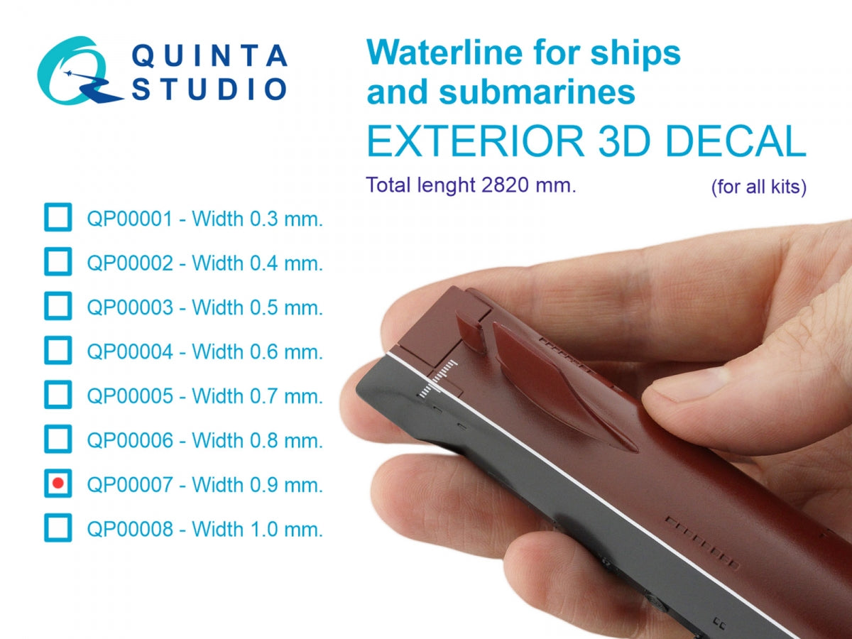 Quinta Studio QP00007 Waterline for ships and submarines. Width 0.9 mm, length 2820 mm. (for all kits)