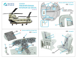 Quinta Studio QD48506 CH-47A 3D-Printed coloured Interior on decal paper (Italeri) 1/48 – imagen 2