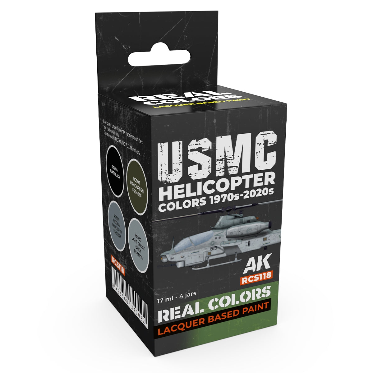 AK Interactive RCS118 Couleurs de l&amp;#39;hélicoptère USMC des années 1970 à aujourd&amp;#39;hui 4x17ml