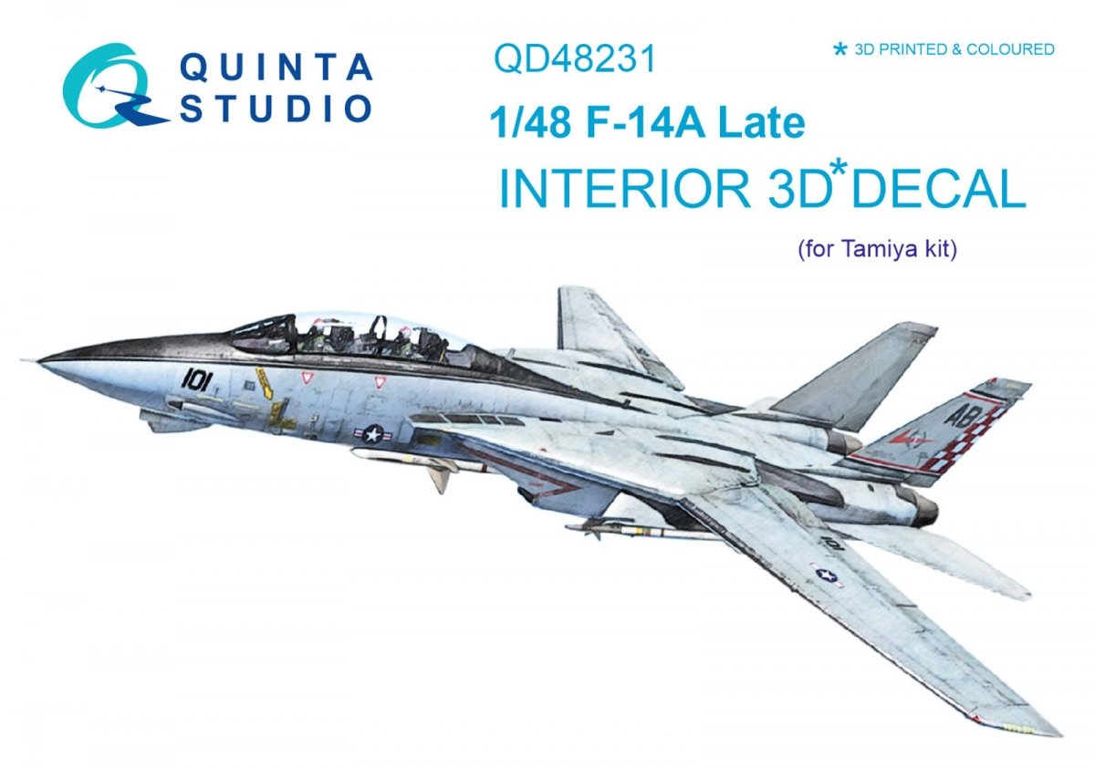 Quinta Studio QD48231 F-14A Late 3D-Printed &amp;amp; coloured Interior on decal paper (for Tamiya kit) 1/48
