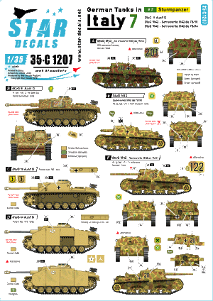 Star Decals 35-C1207 Chars allemands en Italie n° 7 Sturmpanzer 1/35