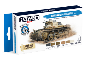 Hataka HTK-BS90 BLUE LINE – Set de peinture pour véhicules blindés allemands en Afrique (6 x 17 ml)