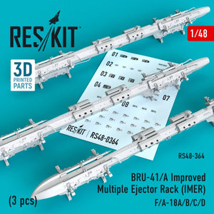 RESKIT RS48-0364 BRU-41/A RACK D&amp;#39;ÉJECTEURS MULTIPLES AMÉLIORÉ (IMER) (3 PIÈCES) 1/48