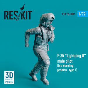 RESKIT RSF72-0006 PILOTE HOMME DE F-35 LIGHTNING II (EN POSITION DEBOUT - TYPE 1) (IMPRIMÉ EN 3D) 1/72