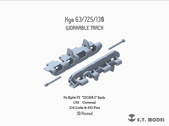 ET Model P35-004 Maquette de char allemand TIGER I de la Seconde Guerre mondiale (chenille fonctionnelle, impression 3D) à l&amp;#39;échelle 1/35