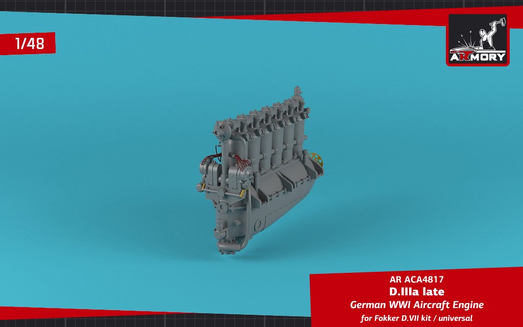 Armory Models ACA4817 German WWI Aircraft Engine mod. D.IIIa 1/48 – immagine 4