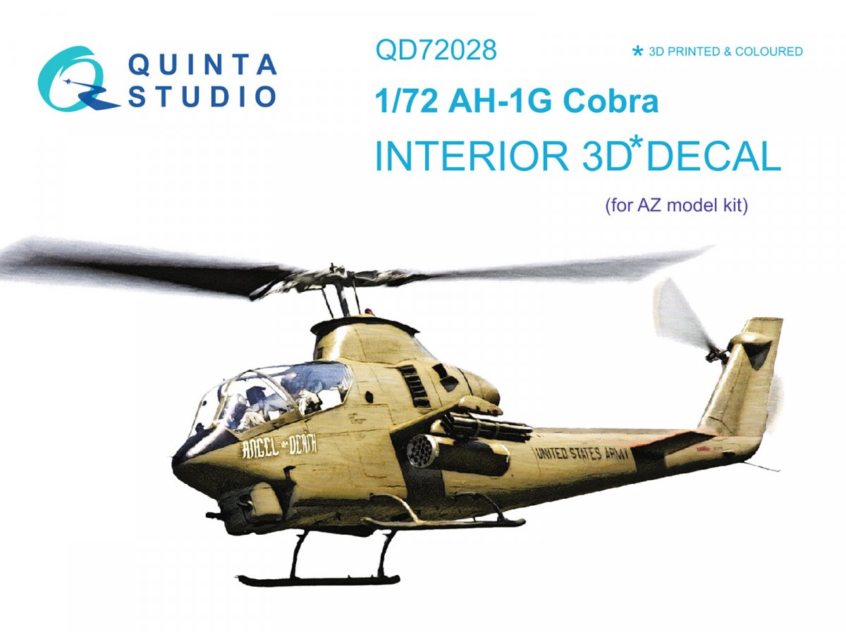 Quinta Studio QD72028 Ah-1G 3D-Printed &amp; colored Interior on decal paper (AZ models) 1/72