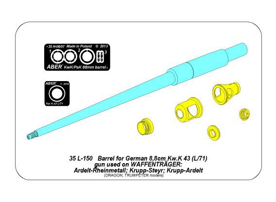 Aber 35L-150 Barrel for German 8,8cm PAK-43 gun used on Waffentrager 1/35 – immagine 16