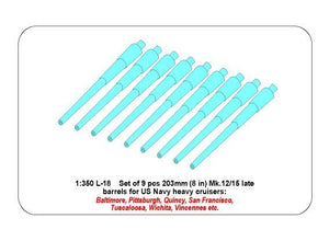 Aber 350L-18 Set of 9 pcs 203 mm barrels for San Francisco type 1/350 – Bild 6