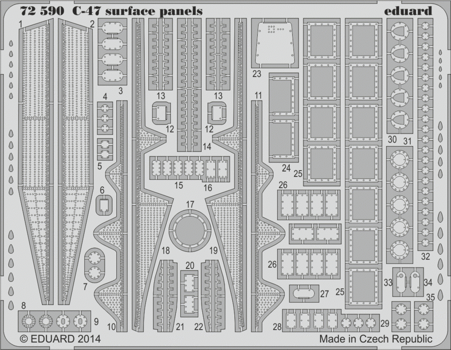 Eduard 72590 Panneaux de surface C-47 1/72 AIRFIX