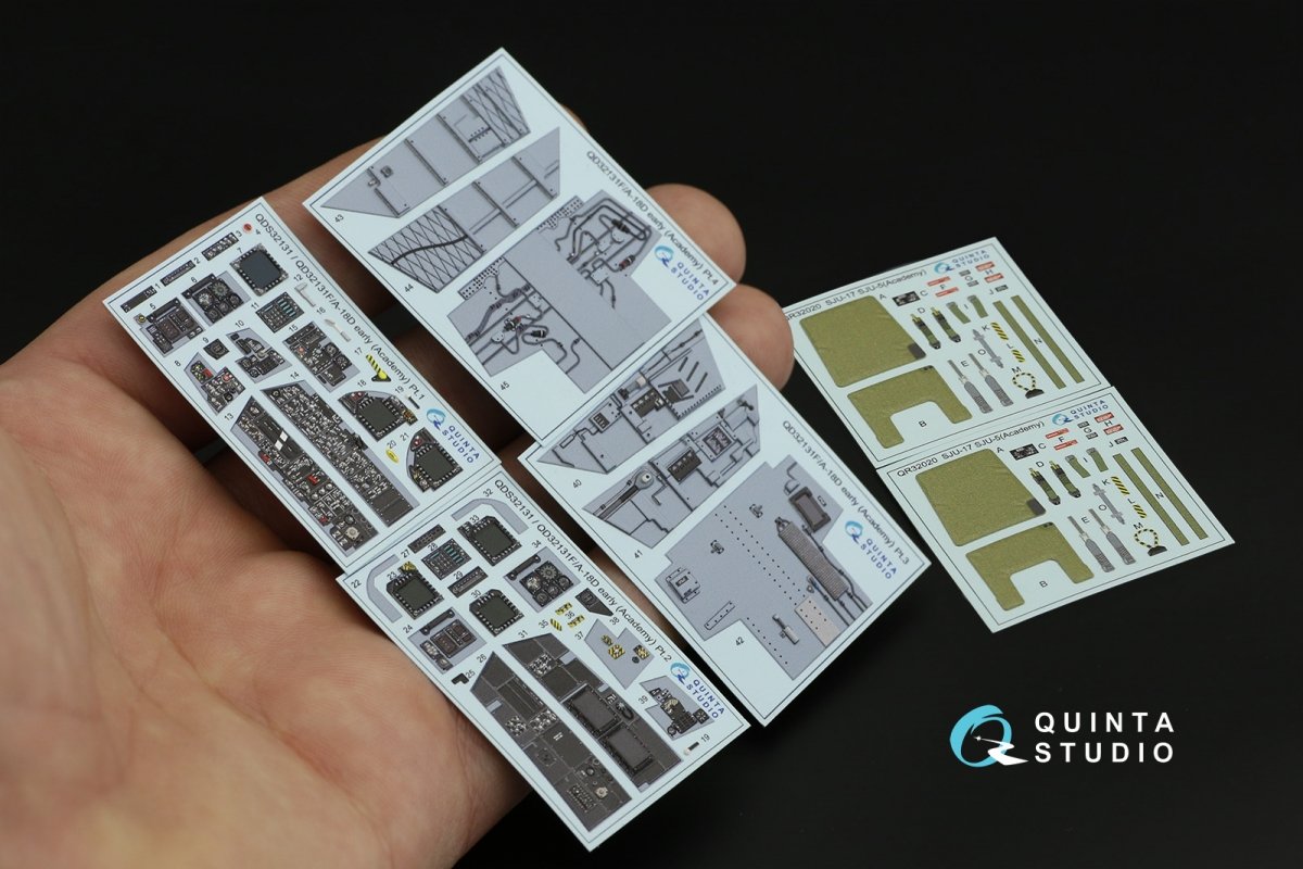 Quinta Studio QD32131 F/A-18D Early 3D-Printed &amp;amp; coloured Interior on decal paper (Academy) 1/32 – immagine 5