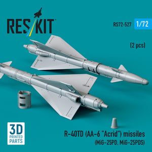 RESKIT RS72-0527 R-40TD (AA-6 &amp;quot;Acrid&amp;quot;) missiles (2 pcs) (3D Printed) 1/72 – image 3