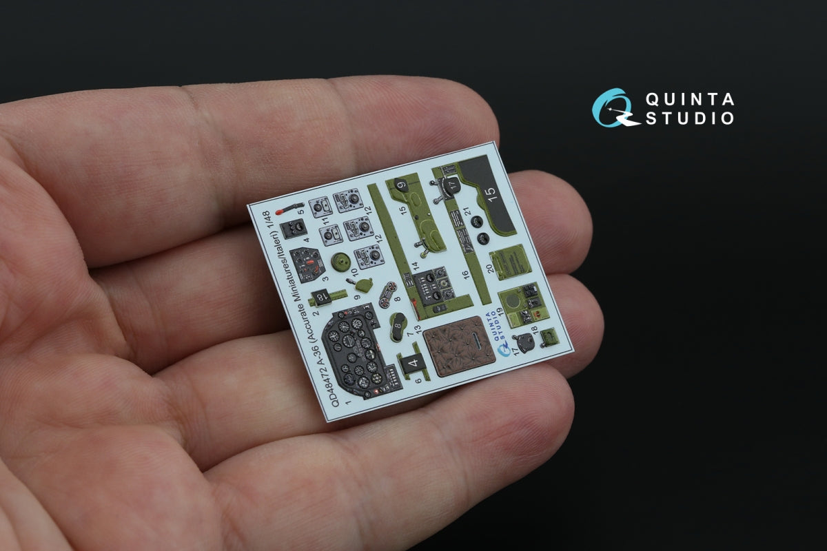 Quinta Studio QD48472 A-36 3D-Printed coloured Interior on decal paper (Accurate Miniatures/Italeri) 1/48 – Bild 5