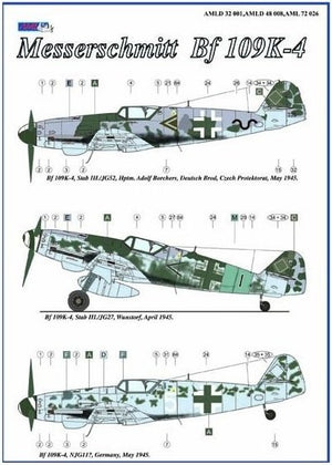 AML D32001 Kalkomania Messerschmitt Bf 109K-4 part I 1/32 – immagine 4