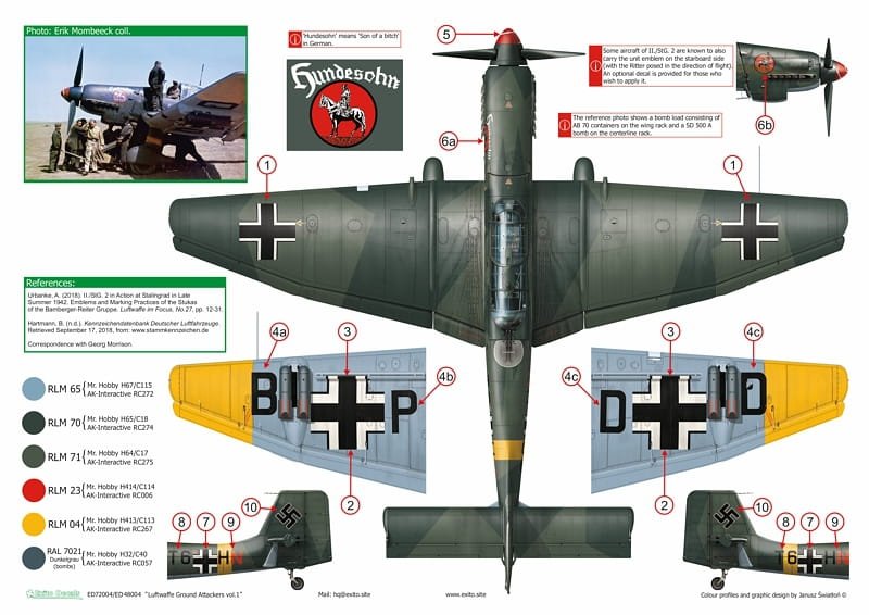 Décalcomanies Exito ED48004 Luftwaffe Ground Attackers vol.1 - Ju 87 D-3, Hs 129, Fw 190F-8 1/48 – image 6