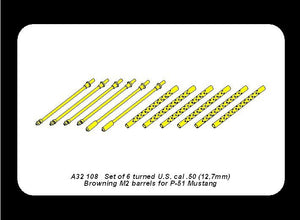 Aber A32108 Set of 6 turned US cal .50 (12,7mm) Browning M2 barrels for P-51 Mustang (1/32) – image 11