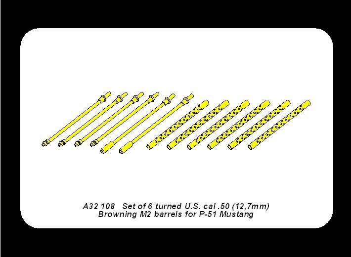 Aber A32108 Set of 6 turned US cal .50 (12,7mm) Browning M2 barrels for P-51 Mustang (1/32) – image 11