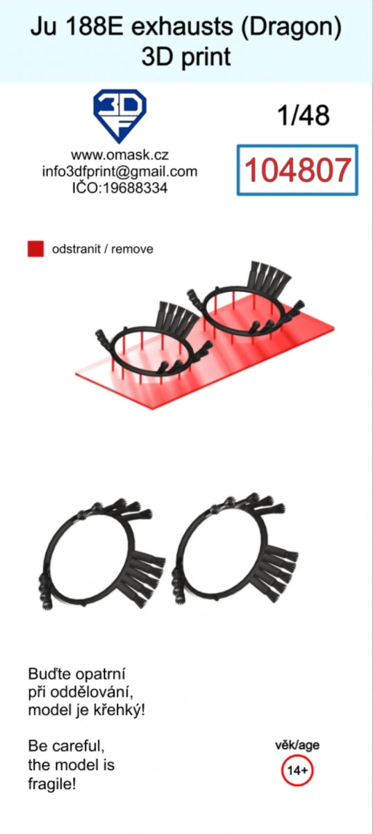 Omask 104807 Ju 188E exhaust (Dragon) 3D print 1/48 – zdjęcie 2