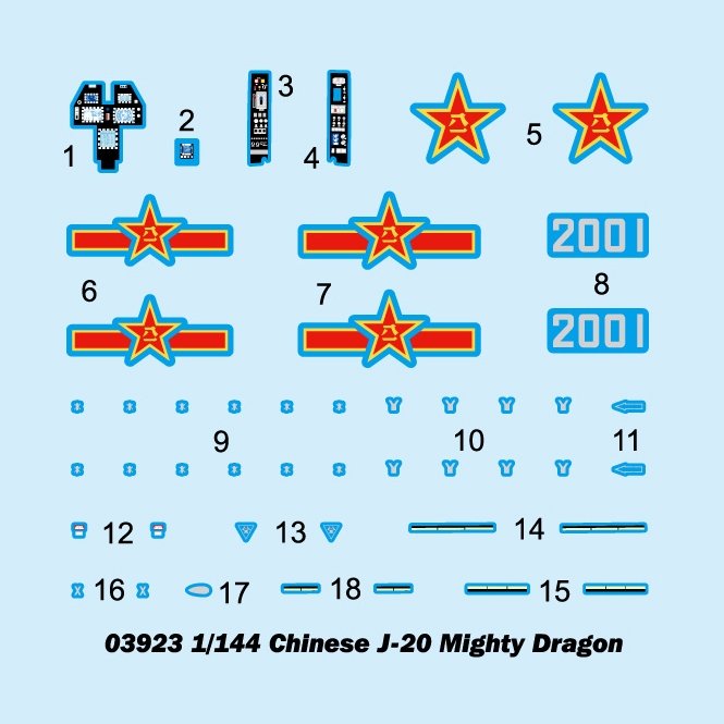 Trumpeter 03923 Chinese J-20 Mighty Dragon 1/144 – immagine 6