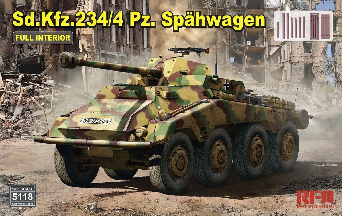 Rye Field Model 5118 Sd.Kfz. 234/4 Pz. Spähwagen with Full Interior 1/35