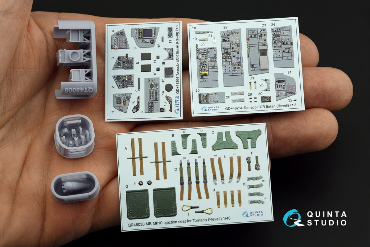 Quinta Studio QD+48264 Tornado ECR Italian 3D-Printed &amp;amp; coloured Interior on decal paper (Revell) (with 3D-printed resin parts) 1/48 – imagen 8