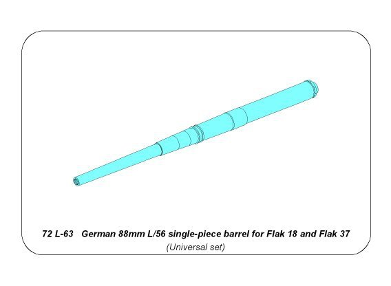 Aber 72L-63 Jednoczęściowa lufa 88mm L/56 1/72 – immagine 3