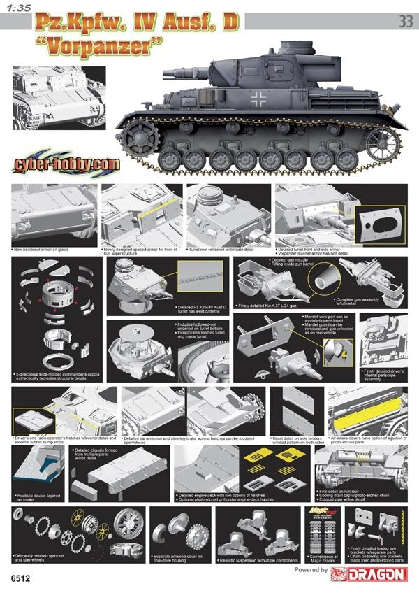 Cyber Hobby 6512 Panzer IV Ausf.D Vorpanzer Pz.Kpfw.IV 1/35
