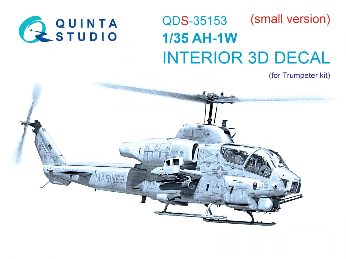 Quinta Studio QDS-35153 AH-1W 3D-Printed &amp;amp; colored Interior on decal paper (Trumpeter) (Small version) 1/35