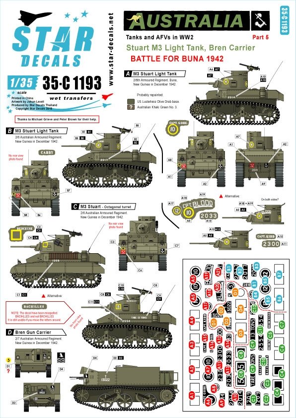 Star Decals 35-C1193 Australia Tanks and AFVs # 5 1/35