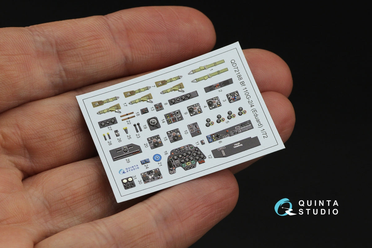 Quinta Studio QD72188 Bf 110G2/4 3D-Printed &amp;amp; coloured Interior on decal paper (Eduard) 1/72 – imagen 3