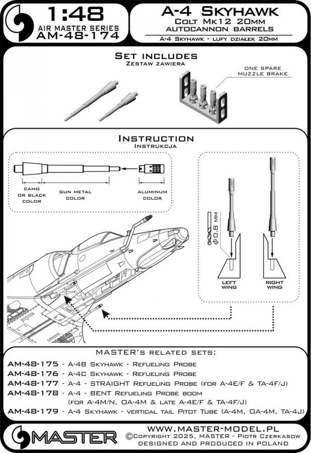 Master AM-48-174 A-4 Skyhawk - lufy działek 20mm Colt Mk12 1/48 – immagine 11