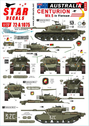 Star Decals 72-A1075 Australia in Vietnam # 1. Aussie Centurion Mk 5. 1/72