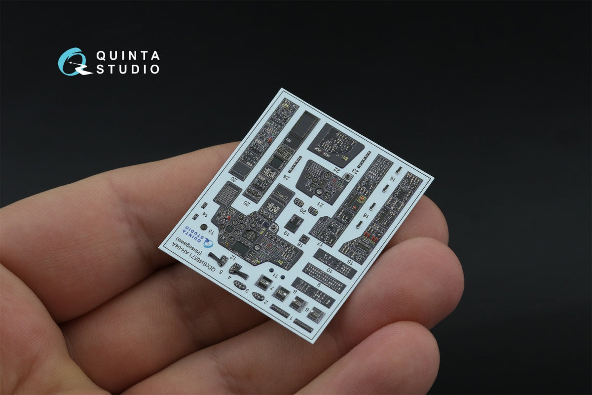 Quinta Studio QDS-48571 AH-64A 3D-Printed &amp;amp; coloured Interior on decal paper (Hasegawa) (small version) 1/48 – immagine 2