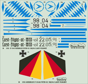 ModelMaker Decals D48195 German F-104 WTD 61 98/04 Last Flight 1/48 – zdjęcie 2