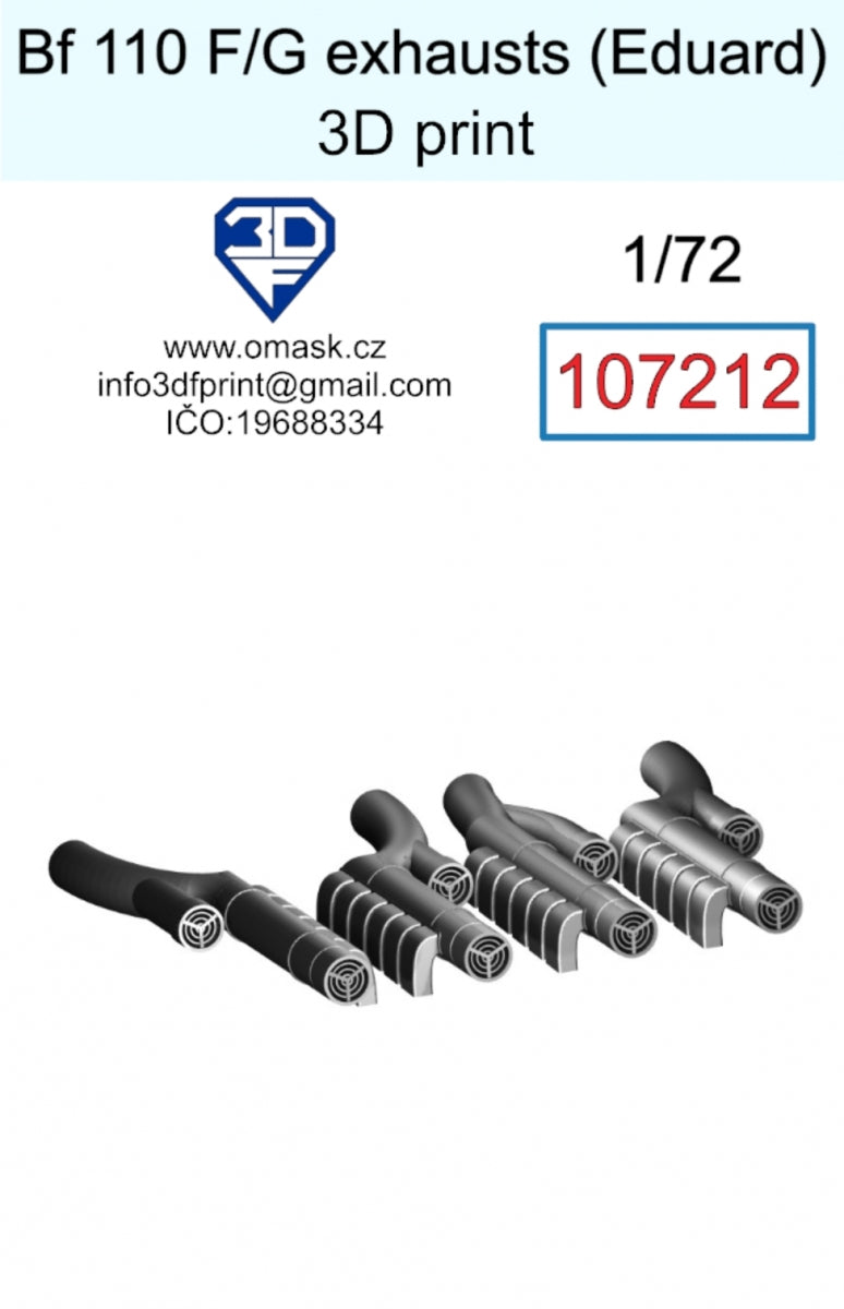Omask 107212 Bf 110 F/G exhaust (Eduard) 3D print 1/72