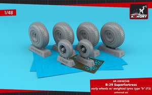 Armory Models AW48348 B-29 Superfortress early production wheels w/ weighted tyres type “b” (FS) &amp;amp; PE hubcaps 1/48