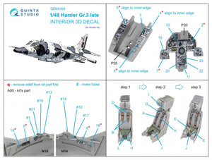 Quinta Studio QD48304 Harrier Gr.3 tardif Intérieur imprimé en 3D et coloré sur papier décalcomanie (Kinetic) 1/48 – image 9