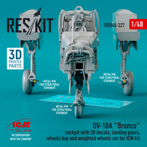 RESKIT RSU48-0327 OV-10A « BRONCO » COCKPIT AVEC DÉCALCOMANIES 3D, TRAIN D&amp;#39;ATTERRISSAGE, BAIE DE ROUE ET JEU DE ROUE LESTÉ POUR MAQUETTE ICM (IMPRIMÉ EN 3D) 1/48 – image 2