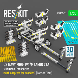 RESKIT RSK35-0011 US NAVY MHU-191/M (AERO 21A) Munitions Transporter (with adapters for missiles) (Carrier Fleet) (3D Printed model kit) 1/35 – Bild 2