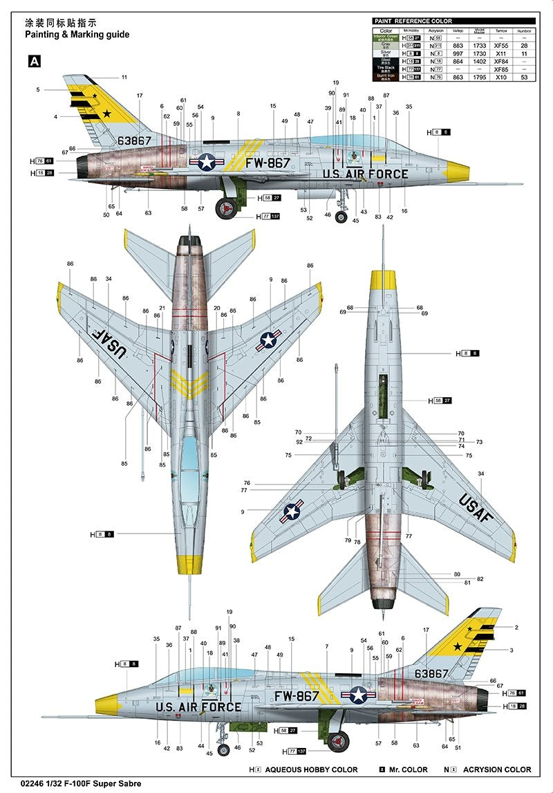 Trumpeter 02246 F-100F Super Sabre 1/32 – imagen 18
