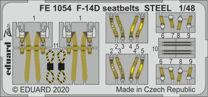 Ceintures de sécurité Eduard FE1054 F-14D en acier, échelle 1/48 AMK