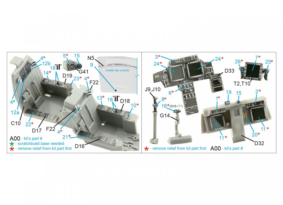 Quinta Studio QDS-48375 AH-64E 3D-Printed &amp;amp; coloured Interior on decal paper (Hasegawa) (Small version) 1/48 – immagine 2
