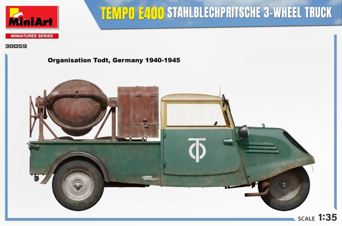 MiniArt 38059 TEMPO E400 STAHLBLECHPRITSCHE 3-WHEEL TRUCK 1/35 – Bild 8