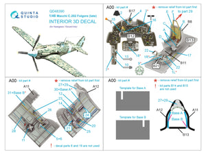 Quinta Studio QD48390 Macchi C.202 Folgore Late 3D-Printed &amp;amp; coloured Interior on decal paper (Hasegawa/Eduard) 1/48 – Bild 2