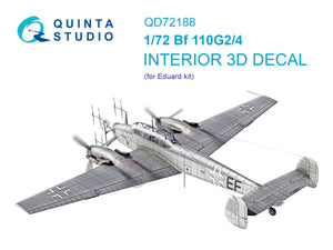 Quinta Studio QD72188 Bf 110G2/4 3D-Printed &amp;amp; coloured Interior on decal paper (Eduard) 1/72