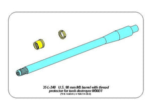 Aber 35L-240 U.S. 90 mm M3 Barrel with thread protector for tank destroyer M36B1 1/35 – Bild 3