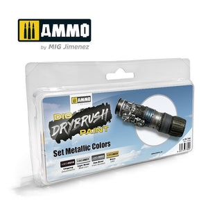 Munitions pour Mig 7305 DRYBRUSH Set Couleurs Métalliques 4x40ml