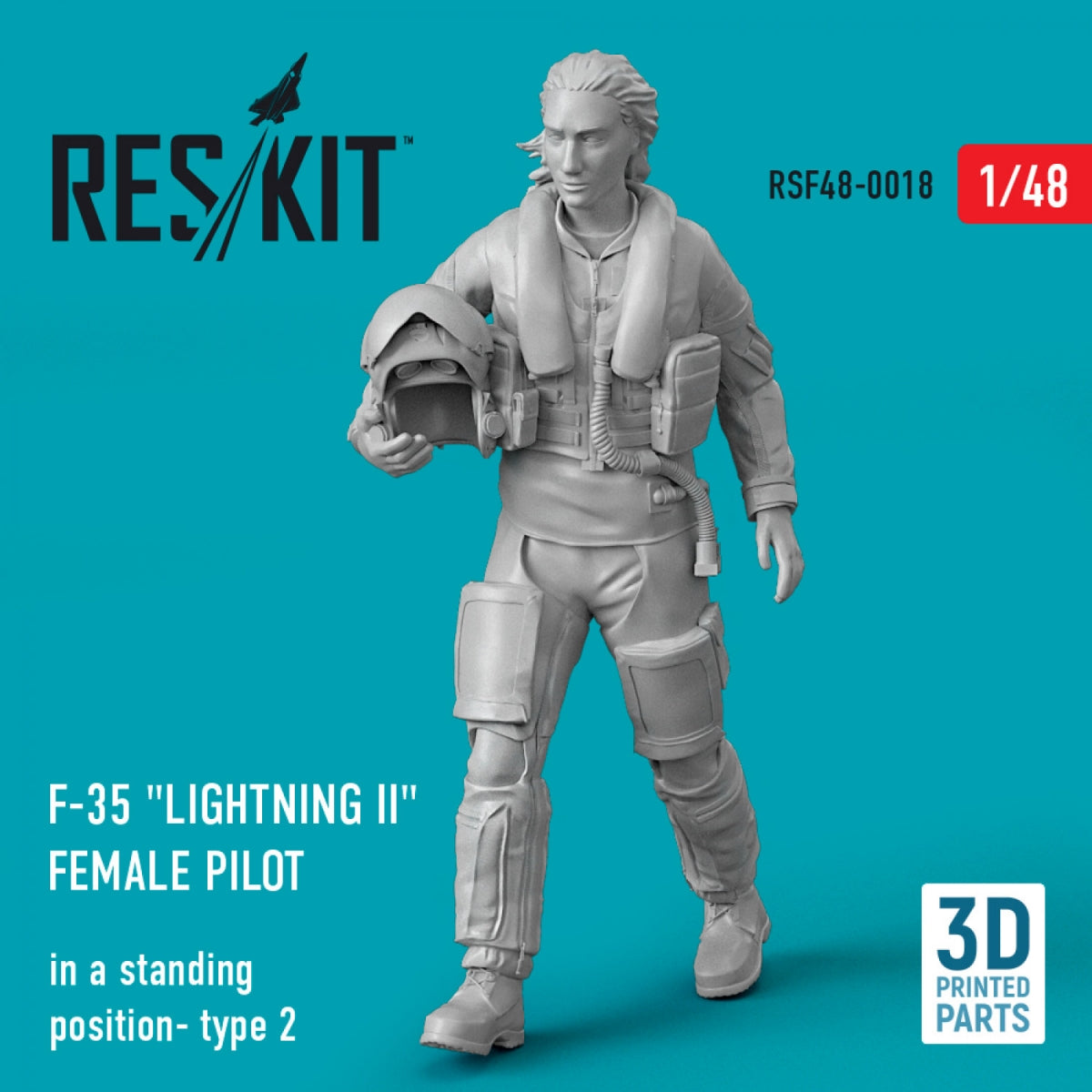 RESKIT RSF48-0018 F-35 &amp;quot;LIGHTNING II&amp;quot; FEMALE PILOT (IN A STANDING POSITION- TYPE 2) (3D PRINTED) 1/48