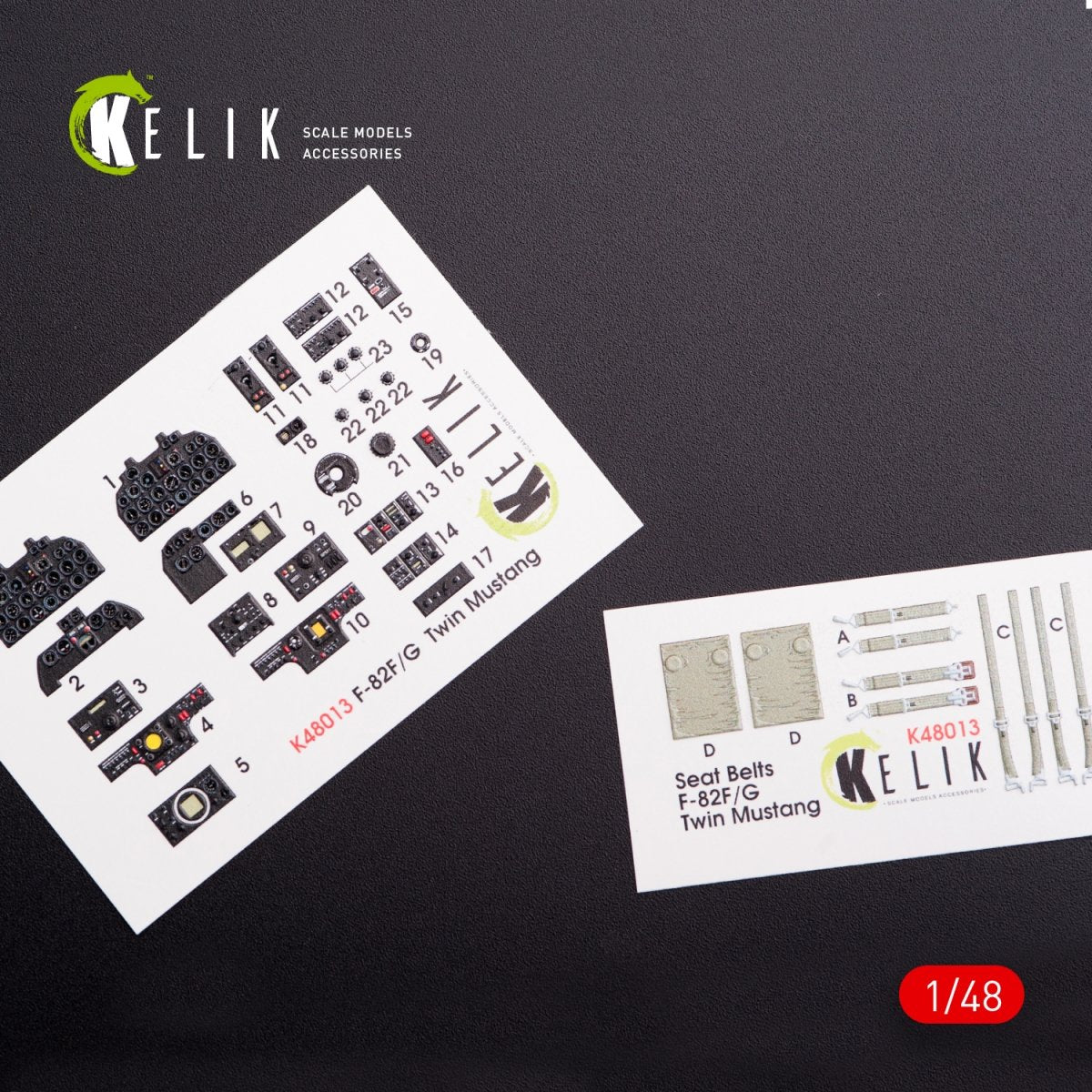 KELIK K48013 F-82 (F,G) "TWIN MUSTANG" INTERIOR 3D DECALS FOR MODELSVIT KIT 1/48