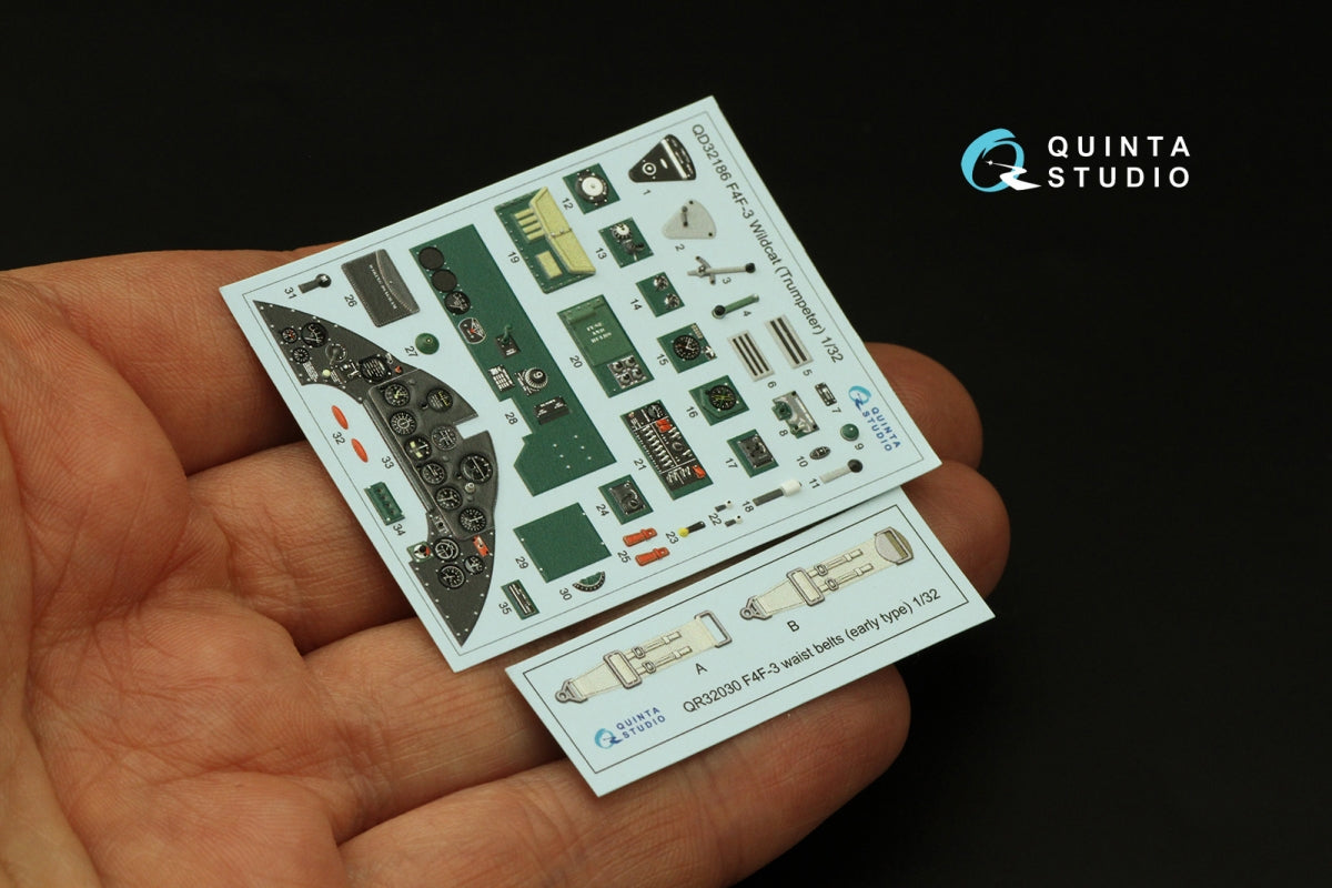Intérieur coloré imprimé en 3D sur papier décalcomanie pour F4F-3 Wildcat (Trumpeter) de Quinta Studio QD32186, échelle 1/32  – image 5